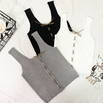 2018 spring and summer Korean version of short umbilical strap slim slim sleeveless knitted camisole bottoming shirt women's clothing