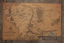 Retro kraft paper poster old-fashioned nostalgic bar coffee shop tea bar retro decorative props painting magic map