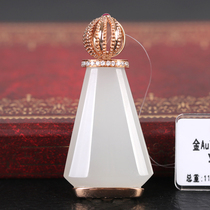 Hetian Jade 18K gold inlaid gold Buddha jade pendant old pit Qinghai material mountain white jade pendant with certificate