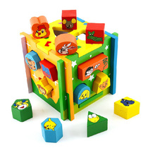 Baby children educational toys 2-6 years old ten or three holes wooden shape matching building block box year old baby birthday gift