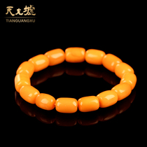Tianguang Hui natural beeswax hand string barrel beads old honey single circle full of honey with shape amber bracelet men and women with certificate