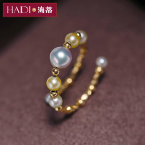 Heidi Jewelry Yingqiu 2 5-6 5mm round AKOYA seawater pearl opening ring 18K gold gift