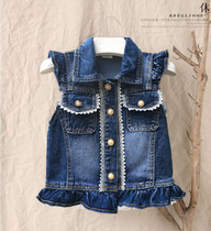 2017 Spring and Autumn new childrens clothing boys and girls cowboy vest tide Children Baby personality lapel vest bag waistcoat