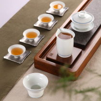 Drinking to the mysterious white porcelain cover bowl tea cup set office home Tea Kung Fu Tea set high end