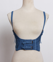 European and American denim waistband double-breasted belly belted waist female elastic super wide belt waist seal