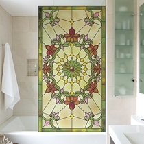 European color retro church electrostatic frosted glass sticker bathroom anti-peep transparent opaque window film
