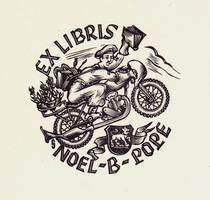 Hungarian painter-Elesdy Istvan-woodcut book collection ticket