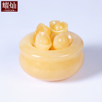 Yaocan Topaz cornucopia contains ingot ornaments Home living room Jade Jade Feng Shui decoration mascot