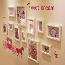  11-frame princess dream carved photo wall European-style solid wood photo wall photo frame creative combination