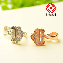 S925 sterling silver pendant silver button flat lock buckle Jade Crystal beeswax pendant Buckle Head