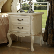 European furniture bedside table solid wood Manchuria White Korean style bedside cabinet antique carved drawer locker