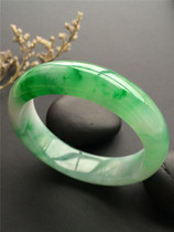Womens natural Old Pit Sun Green Burmese jade bracelet white background green ice seed certificate with full green jade bracelet