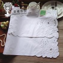 Foreign Trade Raw Single Pure Cotton White Pan With Hollowed-out Embroidered Table Flag * Dining Mat 3-sheet Preferential Clear Bin