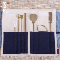 Mo Fanxiang Road to play seal tools seven sets of agarwood sandalwood incense powder to empty smoked seal incense set spoon burning incense seal