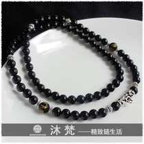 Buddha brand chain Thai Buddha brand special hanging chain fashion atmosphere Tibetan silver black agate men and women