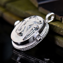 Tibetan Buddhist supplies gilt silver buzzing word Gabu box pendant shape small