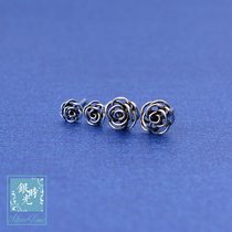 Silver time S925 sterling silver earrings Thai silver vintage silk rose flower small earrings ethnic style creative earrings