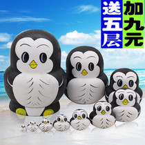 Matryoshka 10-layer formaldehyde-free basswood ten-layer Penguin childrens educational toys crafts 50