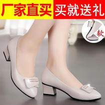 2021 new mother shoes single shoes genuine leather soft sole middle-aged womens leather shoes womens medium heel comfortable soft leather work shoes