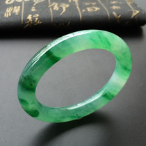 High ice seed green jade bracelet round bar Myanmar old pit jade bracelet Myanmar with certificate natural jade bracelet
