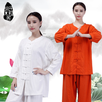 Spring new womens Tai chi suit seven-point sleeve Tai Chi martial arts performance clothing linen cotton practice Fu morning exercise suit