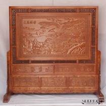 Dongyang wood carving solid wood Exhibition grand picture landing screen screen Chinese double-sided engraving screen ornaments porch partition