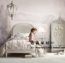 American solid wood Net Red childrens bed European style retro old single bed light luxury princess bed English carved girl bed