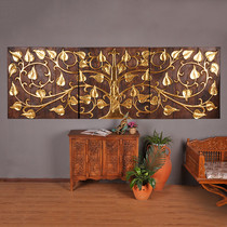Thai imported crafts Southeast Asian wooden crafts gold foil Bodhi teak carving board wall decoration three pieces of splicing