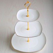 European bone china ceramic multi-layer fruit bowl fruit bowl snack plate afternoon tea tea set three layer dried fruit plate candy plate