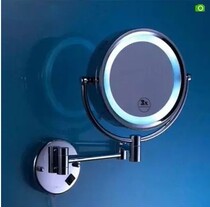 Export to Germany full copper strip LED Beauty Mirror bathroom vanity mirror swingable 3-fold magnification double-sided 8 inch 20cm