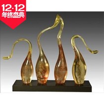 Modern Oriental Transparent Ink Sculpture Ornament Chinese Hotel Club Decoration Lucky Art Resin Handmade