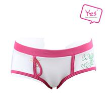 YESCODE Korean women White printed breifs simple cotton breathable comfortable womens sports underwear