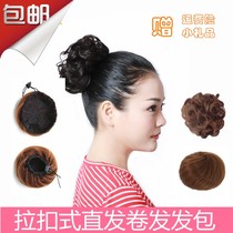 Wig female wig hair bag matte high temperature silk wig flower bud straight hair curl hair bag bride plate ball head