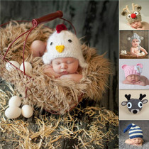 Handwoven small chicken styling hat suitable for 100 days and a half year around childrens baby photo photo personality cap
