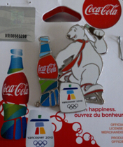 2010 Vancouver Winter Olympics Badge Sponsor Coca-Cola Badge Skating Polar Bear Badge