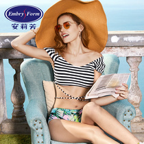 Anlifang Navy Wind Split Triangle Vest Belt Chest Pad Ladies Stripe Gathering Beach Hot Spring Swimsuit ES0950