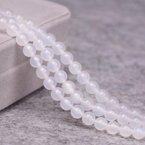 White Agate semi-finished DIY crystal loose beads jewelry accessories accessories partition beads straight through round beads jewelry materials