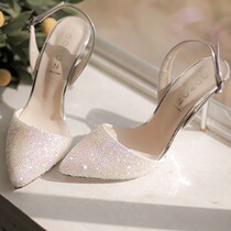 South Korea Artisanal custom sparkling stars Romantic Princess Side Empty Custard Fan Pink Heels