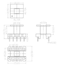 EF25 EI25 EE25 transformer core skeleton single slot straight insert 5 5 5 pin 10 set bag