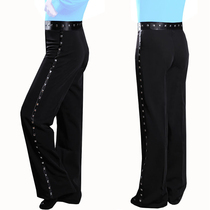 Dance pants mens Latin dance pants with diamond stickers sequins silver metal sailor Jitte barbby table show Latin pants