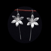 s925 sterling silver earrings Lotus earrings national temperament long overall silver retro style literary Chinese clothing ear jewelry