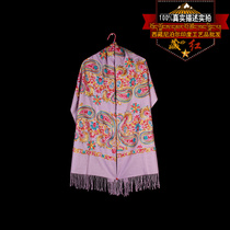 Tibetan red Nepalese hand-embroidered Gessang flower back pattern cashmere shawl Retro ethnic style accessories Scarf Purple