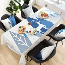 Modern minimalist Nordic ins tablecloth cotton linen hipster waterproof dining table fabric rectangular coffee table tablecloth