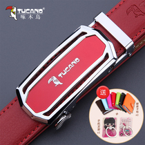 Woodpecker new womens belt Womens automatic buckle belt leather Joker belt Korean tide