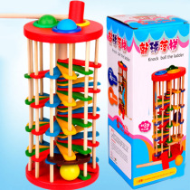 Childrens puzzle toy wooden colorful knocks on the ball rolling down the terrace Billiard Toy Kindergarten Toys
