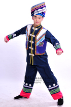 Qingyan national costumes tailor-made Zhuang costumes national life costumes stage performance navy blue mens clothing