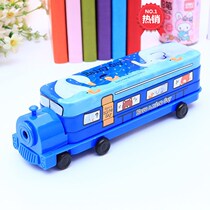 Car stationery box boys and girls pupils pupils pencil box iron box three layers with wheels pen box 8373
