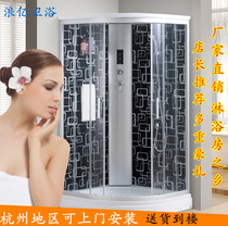 Arc fan-shaped shower room overall with bottom basin explosion-proof film tempered glass door partition sliding door special bathroom bathroom bathroom
