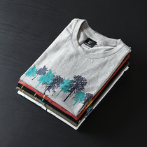  Foreign trade tail single mens t-shirt pure cotton short-sleeved Korean version of the trend youth slim-fit printing original single cut standard summer T-shirt top