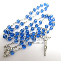 Rosary Rosary-Glass Rosary 6mm blue send rosary bag